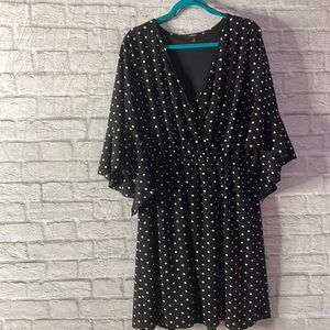 Black & White Polka Dot Dress (Bell Sleeve)